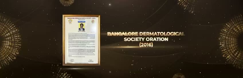 Framed citation certificate with a small headshot, for the Bangalore Dermatological Society oration.